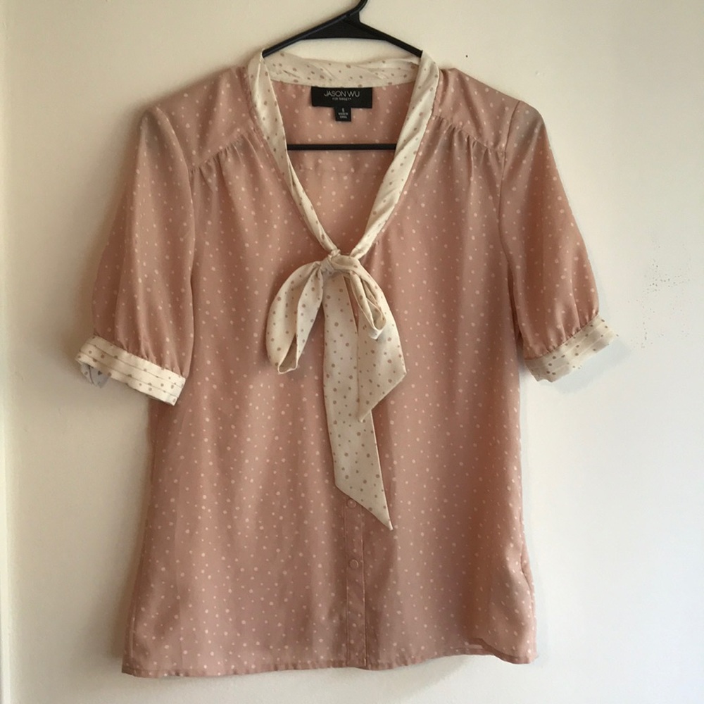 Jason Wu for target pink polka dot blouse